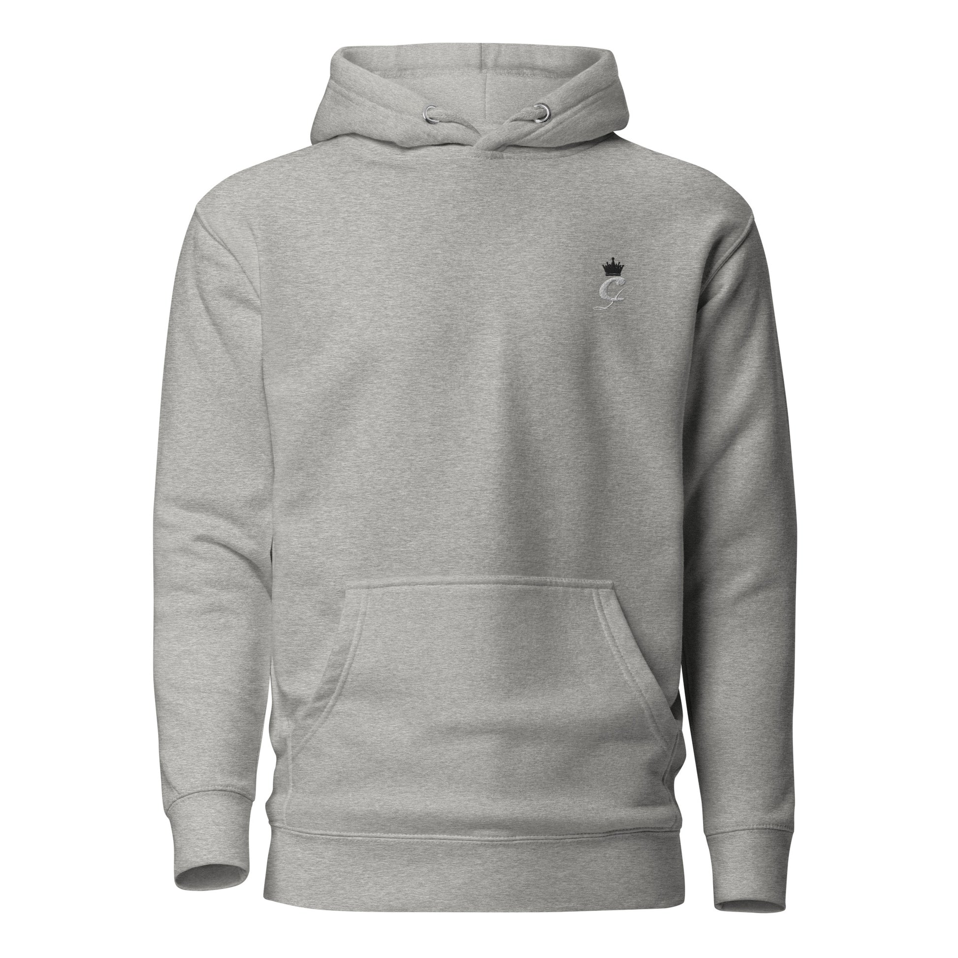 Grey hoodie with CarsLuxuryGP logo and crown embroidered on the front