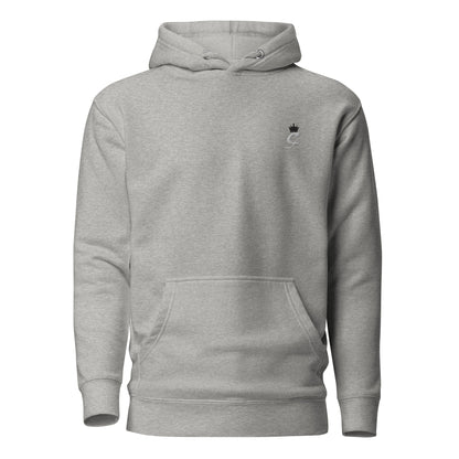 Grey hoodie with CarsLuxuryGP logo and crown embroidered on the front