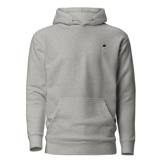 Grey hoodie with CarsLuxuryGP logo and crown embroidered on the front